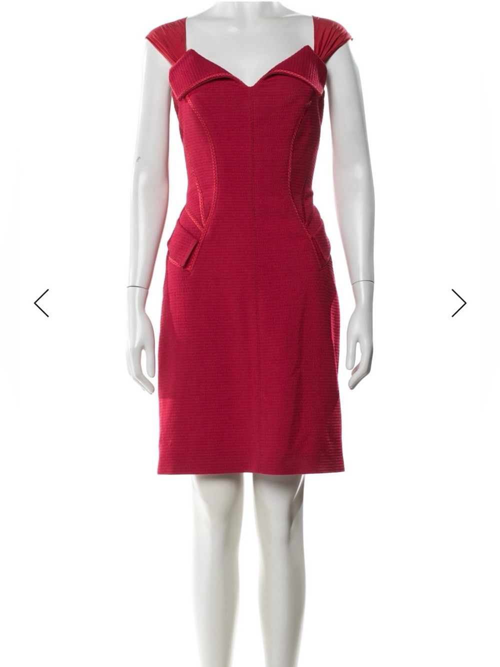 Zac Posen Red Piqué Runway Dress Size 4